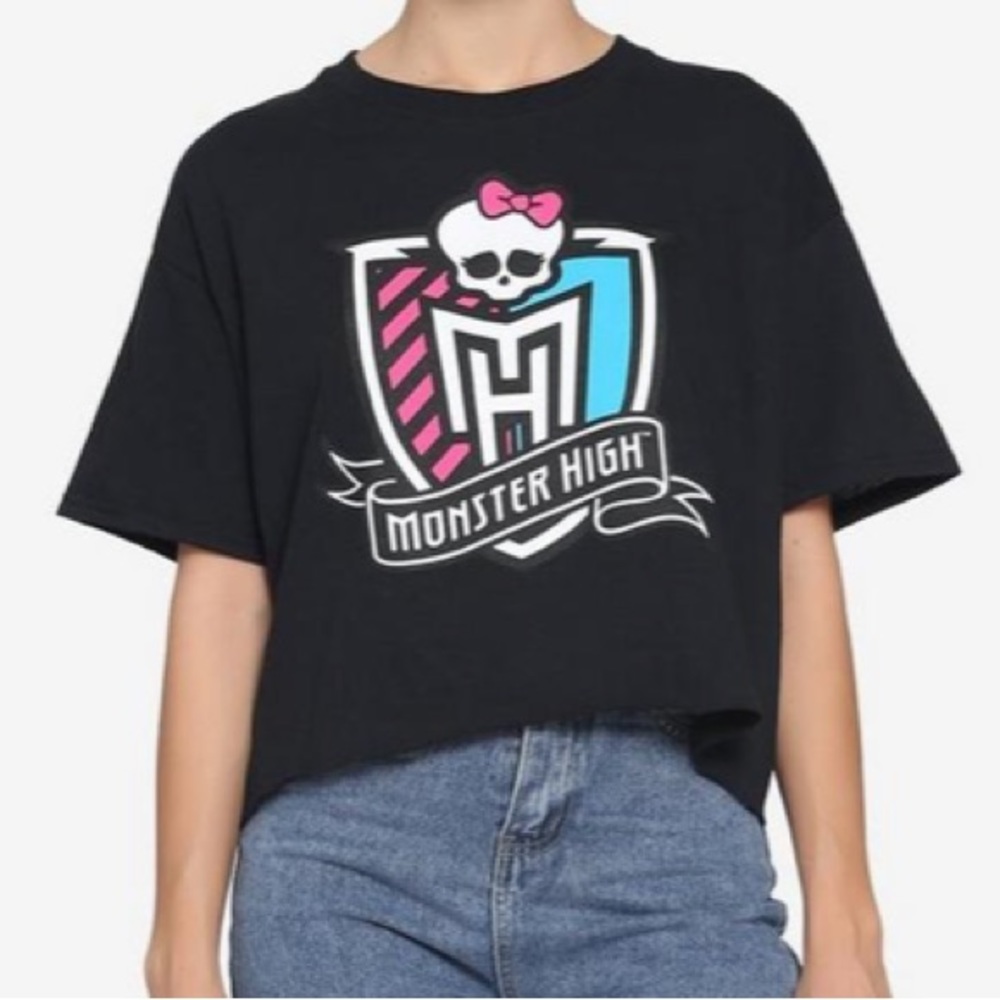 Monster High Crest Girls Crop T-Shirt‎ Hot Topic Halloween Spooky